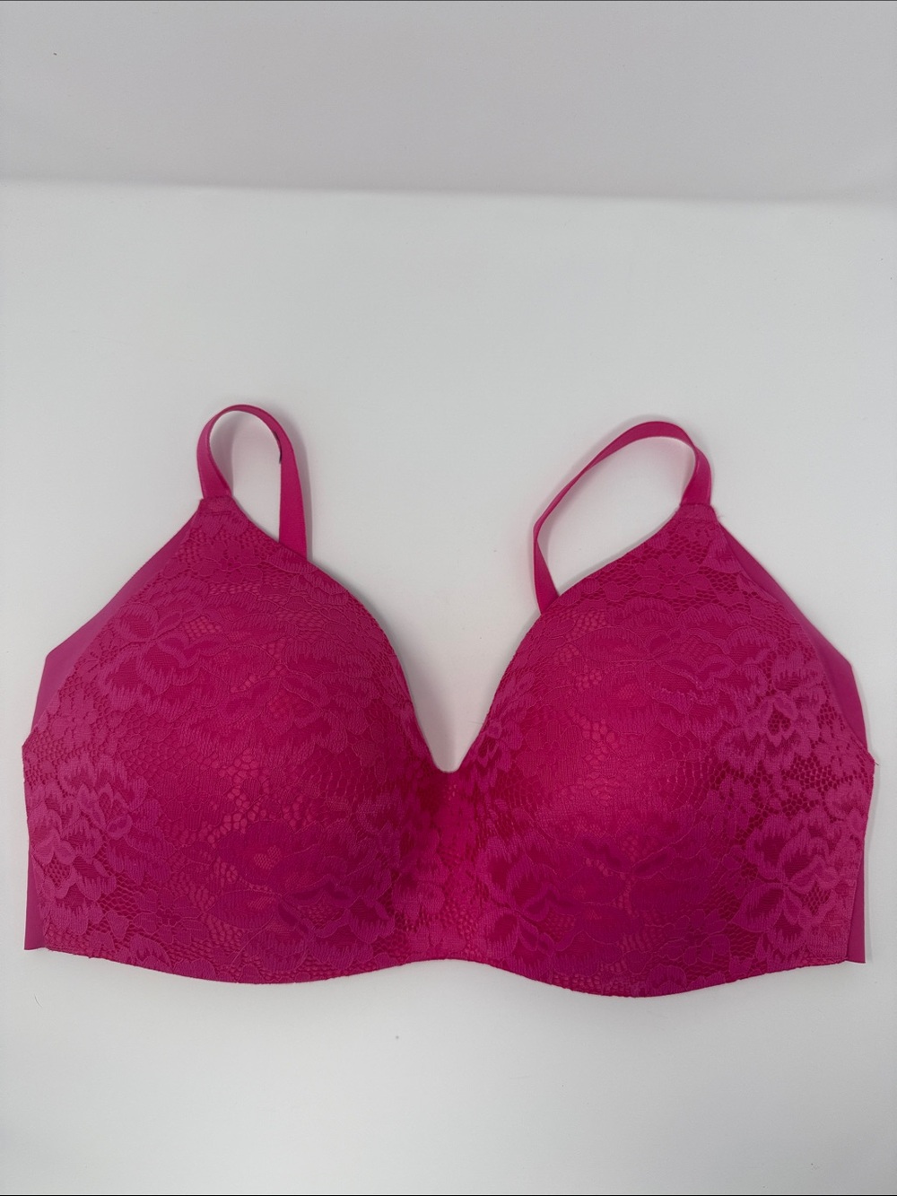 knix Lace Overlay Push-Up Bra in Fuchsia Pink